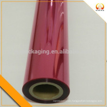 Red colored transparent PET plastic film for glass